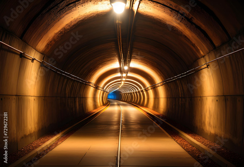 Underground. Tunnel. Subterranean. Passage. Dark. Transportation. Subway. Urban. Infrastructure. Construction. Engineering. Secret. Mysterious. Exploration. Adventure. AI Generated.