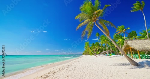 Dominican Republic, wild beach shore of Saona island and caribbean sea, tropical seascape, exotic destination for holiday vacation