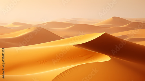 Sand dunes in desert landscape, 3d rendering of beautiful desert © ma
