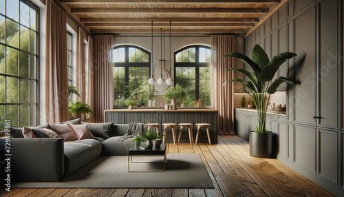 beautifully decorated eat-in kitchen with lots of light