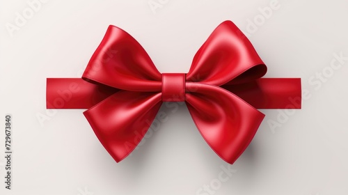 Red satin bow on white background.
