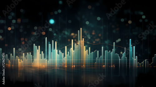 Stock market chart background  financial forecast illustration with glowing trend lines
