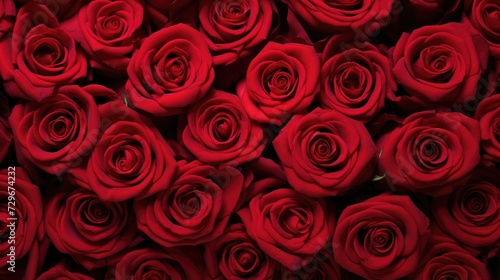 Red roses background for valentine's day with copy space.