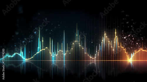Stock market chart background, financial forecast illustration with glowing trend lines © xuan