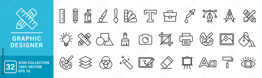 Collection of graphic design icons, tools, creative, idea, vector editable and resizable EPS 10 Collection of graphic design icons, tools, creative, idea, vector editable and resizable EPS 10
