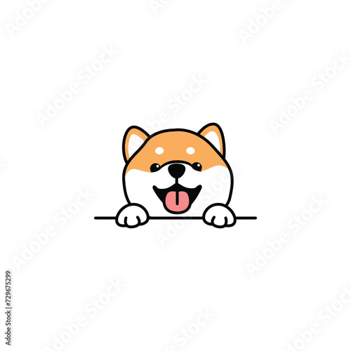 Cute shiba inu dog cartoon, vector illustration