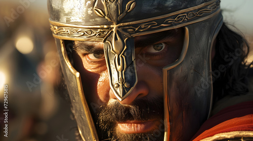 A close-up portrayal of a Persian Immortal warrio photo