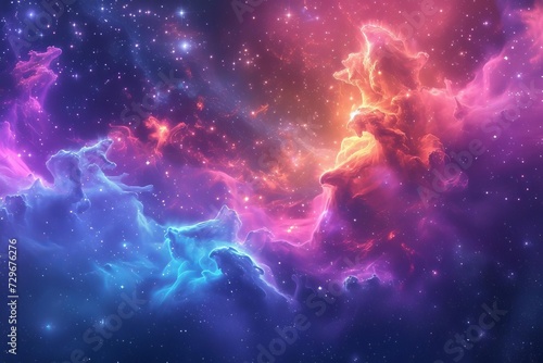 Slika na platnu Beautiful cosmic scenery Vibrant space nebula with star clusters