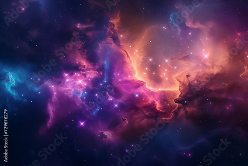Beautiful cosmic scenery Vibrant space nebula with star clusters Fototapeta