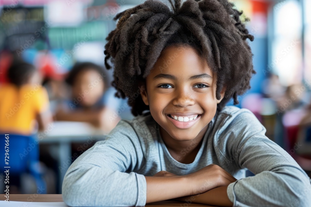 Cute and successful black student smiling An image of achievement and positive representation in education Cute and successful black student smiling An image of achievement and positive representation in education