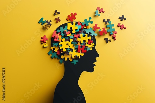 Human mind puzzle Cognitive psychology concept. psychotherapy symbol Mental health exploration