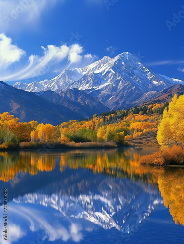 Vibrant Autumn Foliage Reflecting in Mountain Lake