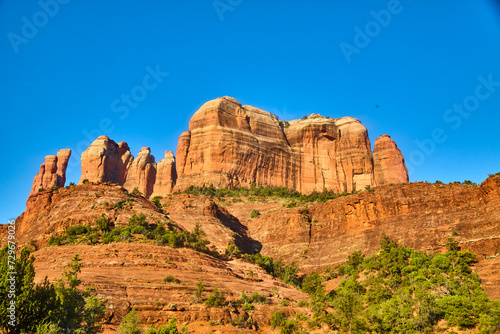 Sedona Red Rock Cliffs and Blue Sky - Cathedral Rock, Arizona
