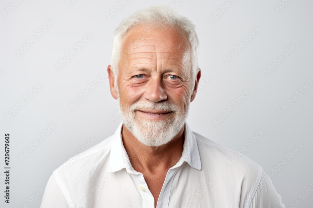 Portrait of a senior man with white beard. Isolated on grey background. Portrait of a senior man with white beard. Isolated on grey background.
