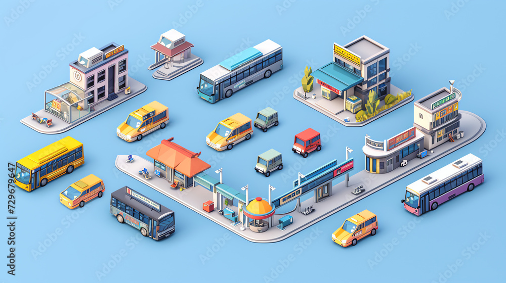 Isometric Bus Station Tileset Isometric Bus Station Tileset