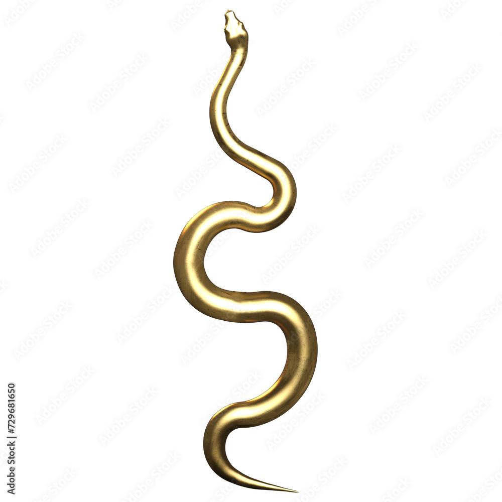 3D rendered golden snake as an overlay 