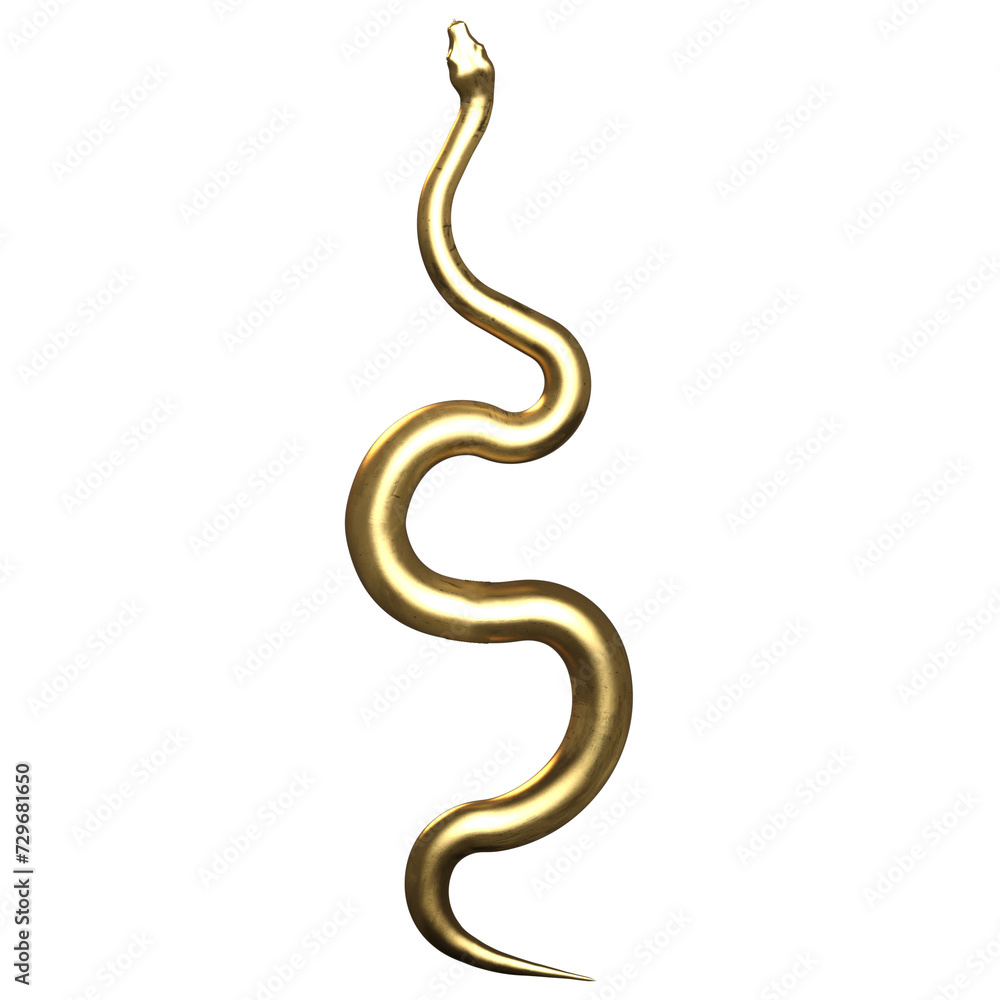 3D rendered golden snake as an overlay 3D rendered golden snake as an overlay