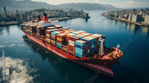 a large container ship in the water