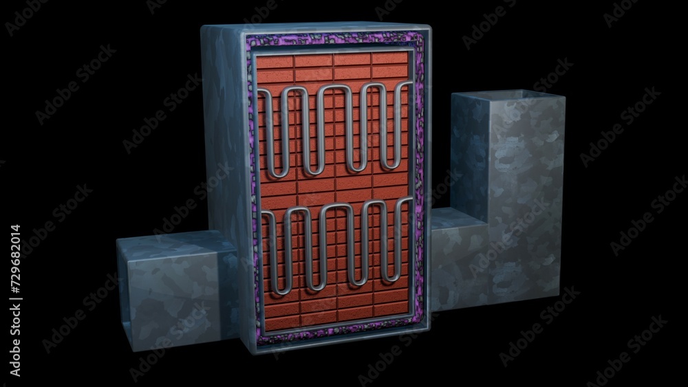 Electric thermal storage heating system using ceramic bricks. ETS