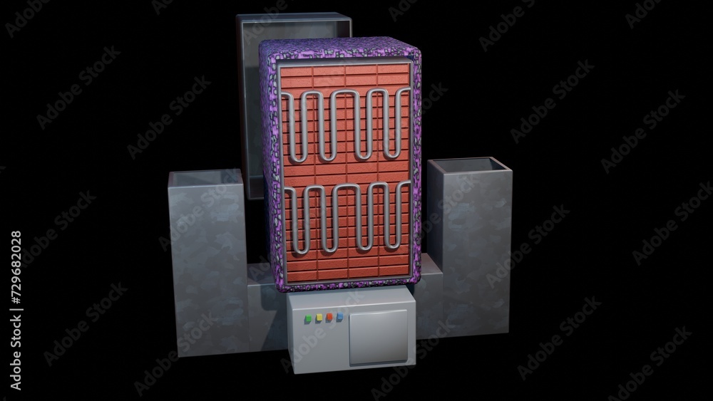 Electric thermal storage heating system using ceramic bricks. ETS