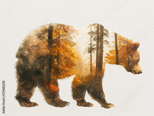 a bear with trees in the background