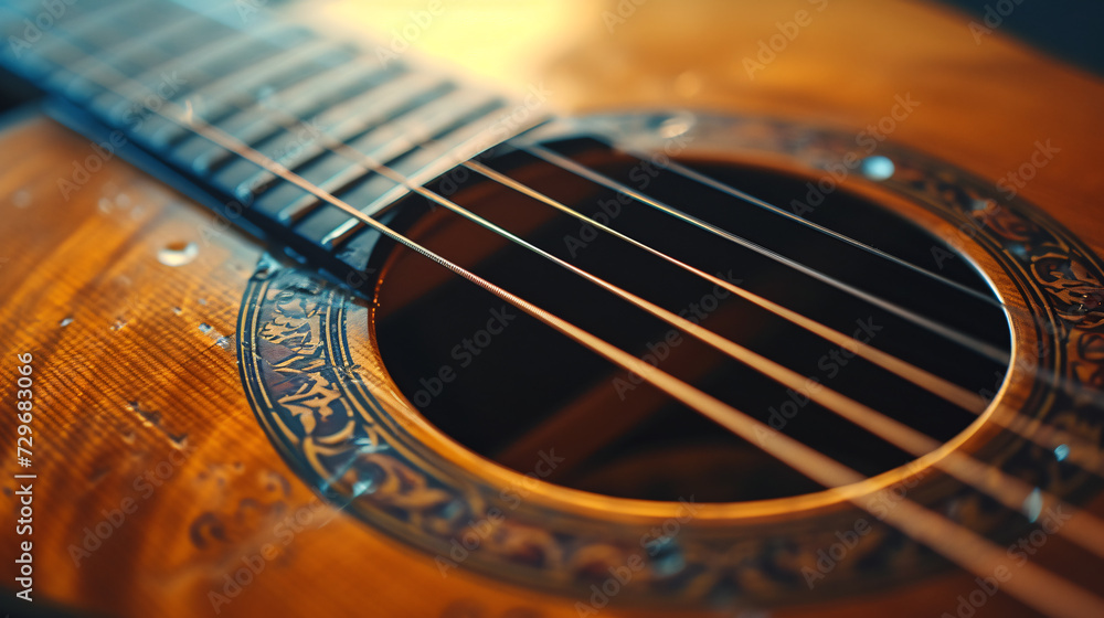 Fototapeta premium close up of a guitar strings