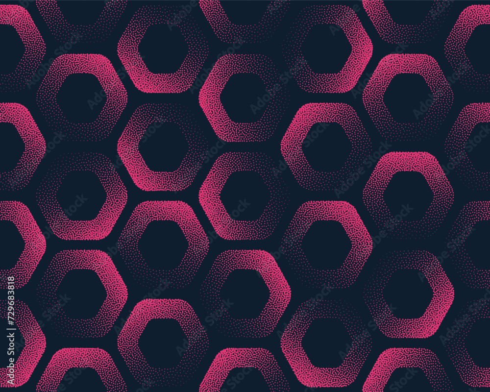 Rounded Hexagons Seamless Pattern Trend Vector Pink Black Abstract ...
