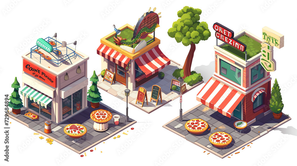 Isometric restaurant tileset