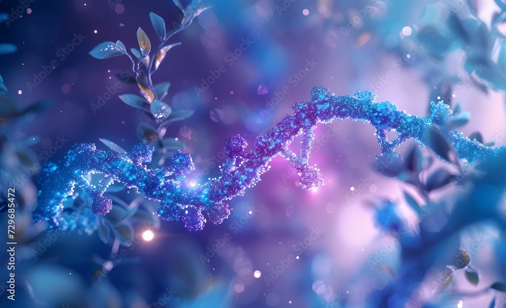 Blue and Purple DNA Genes on Abstract Science Background - Genetic Concept Blue and Purple DNA Genes on Abstract Science Background - Genetic Concept