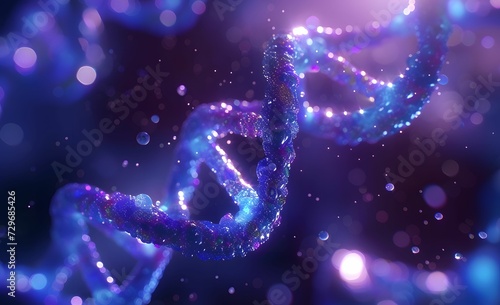 Blue and Purple DNA Genes on Abstract Science Background - Genetic Concept