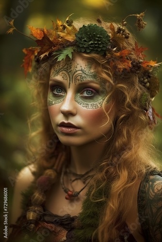 Fantasy portrait of a beautiful fairy girl with creative make-up.
