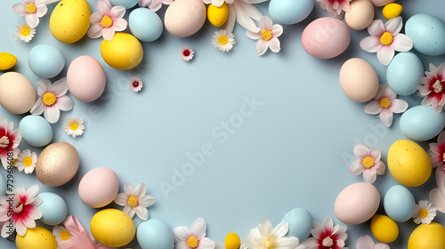 Easter background, many colorful Easter eggs