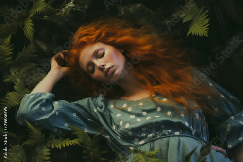 Forest Dreamscape with Slumbering Redhead