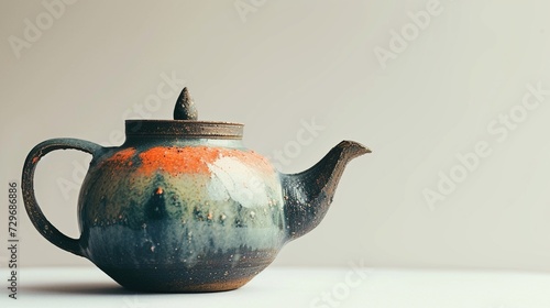 Japanese teapot on a white background photo