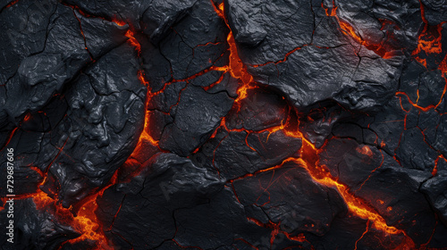top view of lava in ground cracks