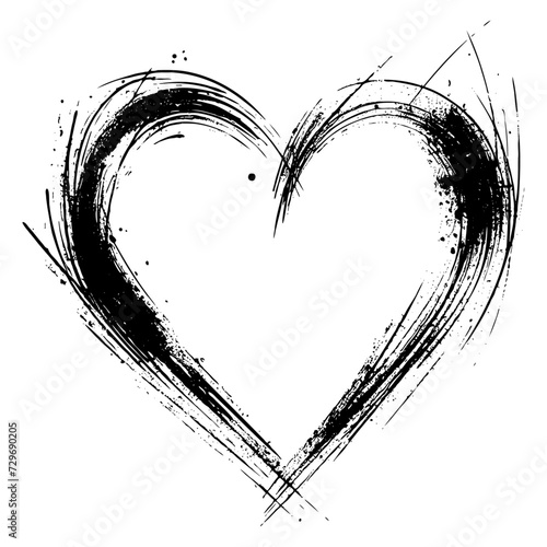 heart shape brush strokes thin grunge lines isolated hand drawn vector illustration valentine day design