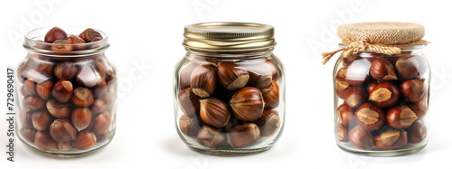 chestnuts jars isolated on white background 