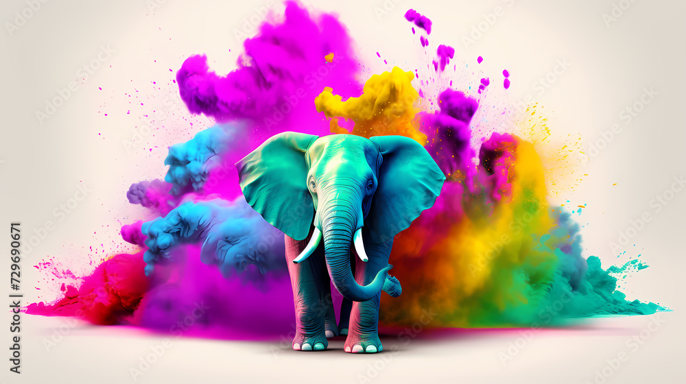 Naklejka premium Happy Holi festival concept in India, colorful powder background
