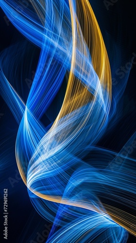 Blue and Yellow Abstract Background With Light Streaks © LabirintStudio