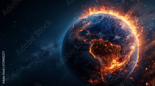 Wallpaper Mural Fiery Earth, A Stunning Image of Our Planet Ablaze in the Vastness of Space Torontodigital.ca