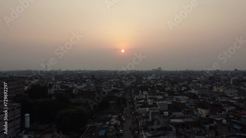 Wallpaper Mural Aerial video of the city of Ludhiana, India at sunset Torontodigital.ca