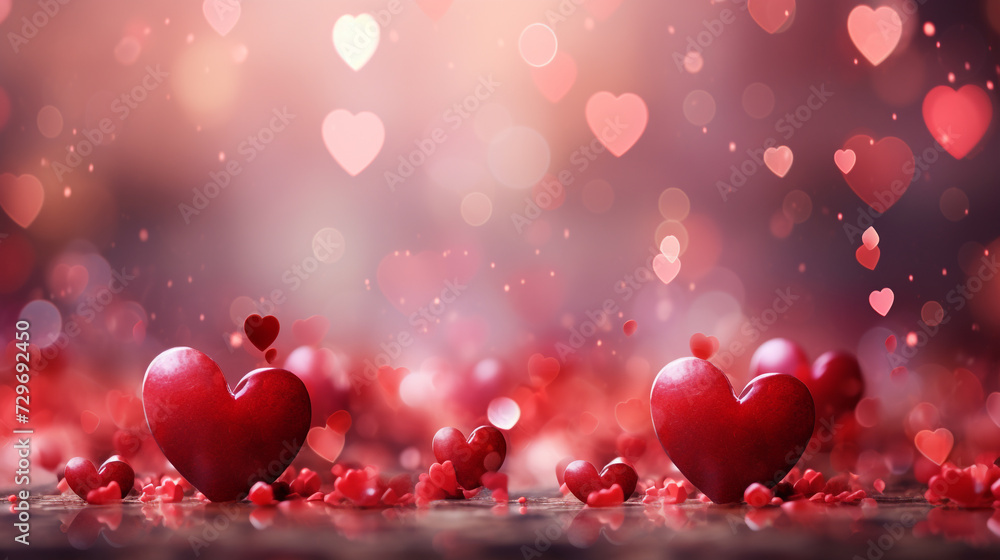 Red and pink heart shape on sparkling bokeh light abstract background Red and pink heart shape on sparkling bokeh light abstract background