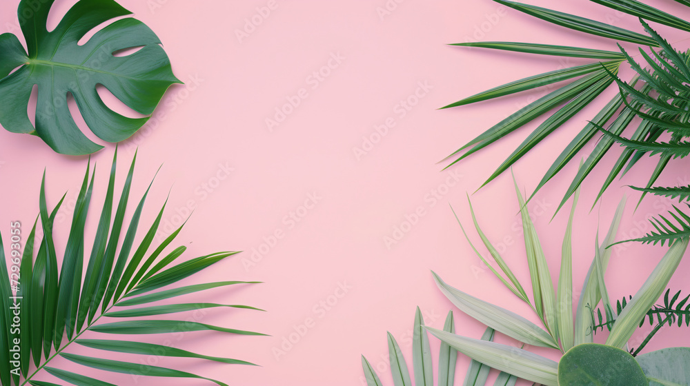Plants with a pink background provide ample space for textual content in a lifestyle fashion banner Background Plants with a pink background provide ample space for textual content in a lifestyle fashion banner Background