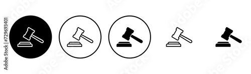 Gavel icon set. judge gavel icon vector. law icon vector. auction hammer