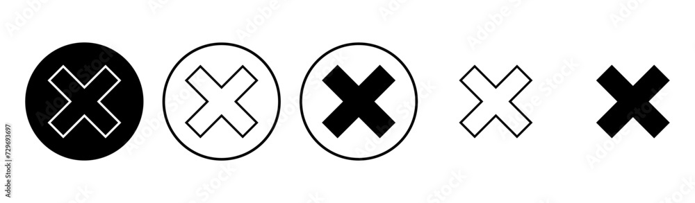 Close icon set. Delete icon vector. cross sign Close icon set. Delete icon vector. cross sign