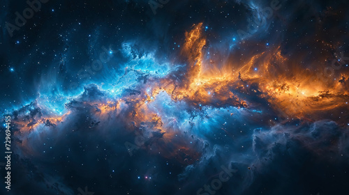A stellar nursery is cradled within the galactic flames, a birthplace of stars set against the cosmos. photo