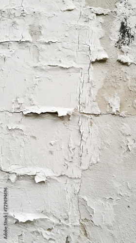 Peeling Paint on White Wall, Showcasing Weathered Texture and Deteriorating Surface