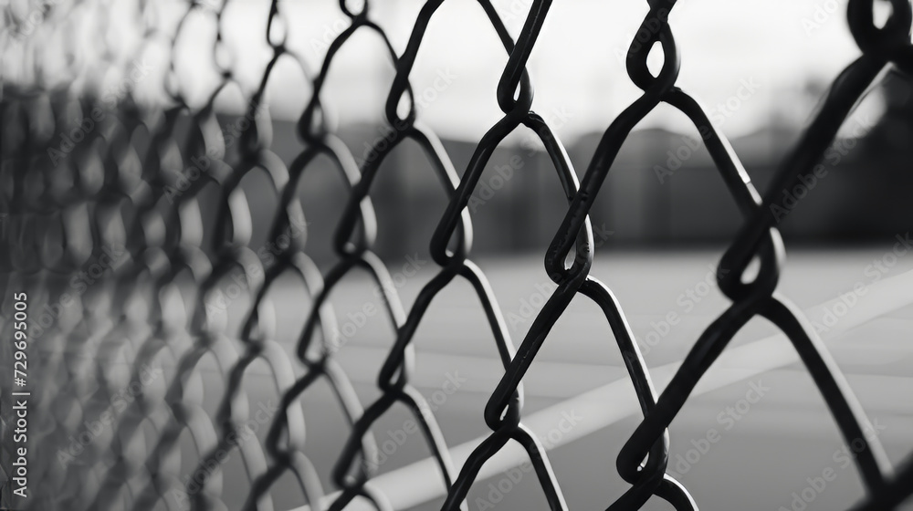 Black and White Photo of a Chain Link Fence Black and White Photo of a Chain Link Fence