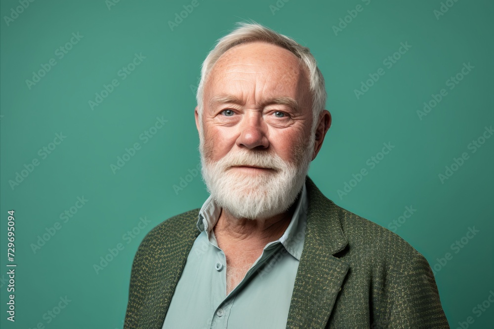 Portrait of senior man with white beard. Isolated on green background. Portrait of senior man with white beard. Isolated on green background.