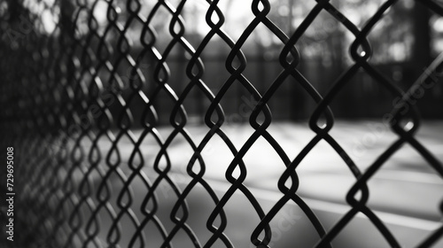 Monochrome Image of a Chain Link Fence